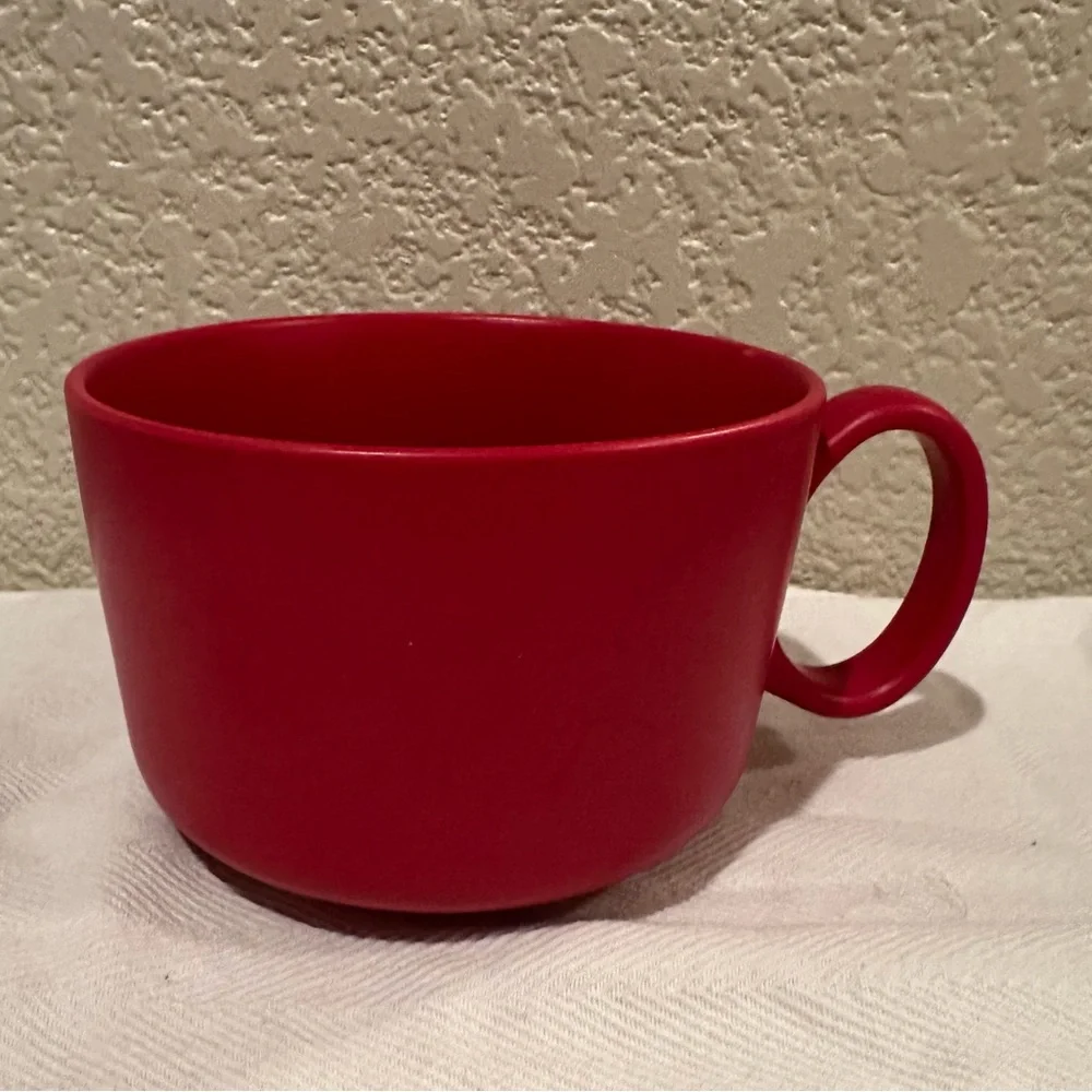 Crate&Barrel Red Glazed Stoneware “T” Monogrammed Jumbo Mug